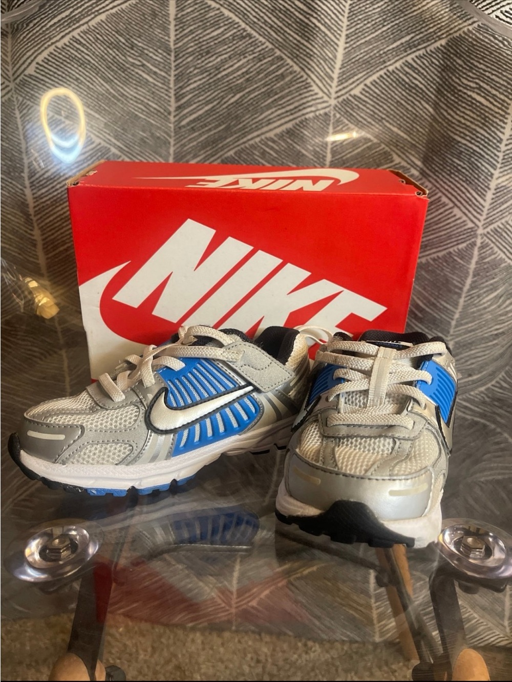Nike Kids Silver and Blue Athletic Sneakers